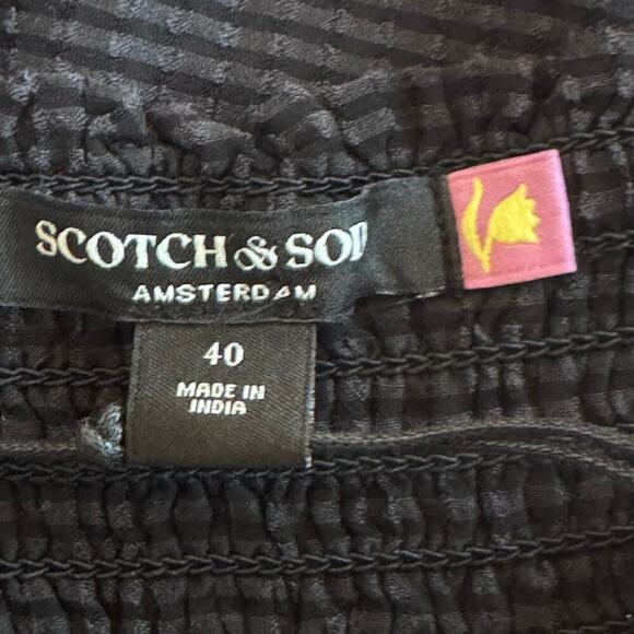 New SCOTCH & SODA Black Smocked Double Strap Tiered Midi Dress Sz FR 40 / US 10 - Picture 6 of 12